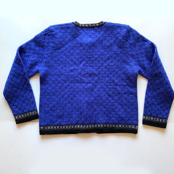 Vintage Tally Ho Cardigan Sweater 100% Wool Women’s Size Large Royal Blue - Picture 9 of 13